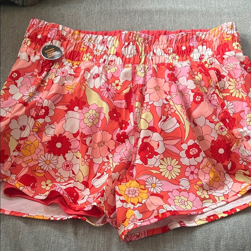 Avia Floral Athletic Shorts in Coral, Pink, Yellow